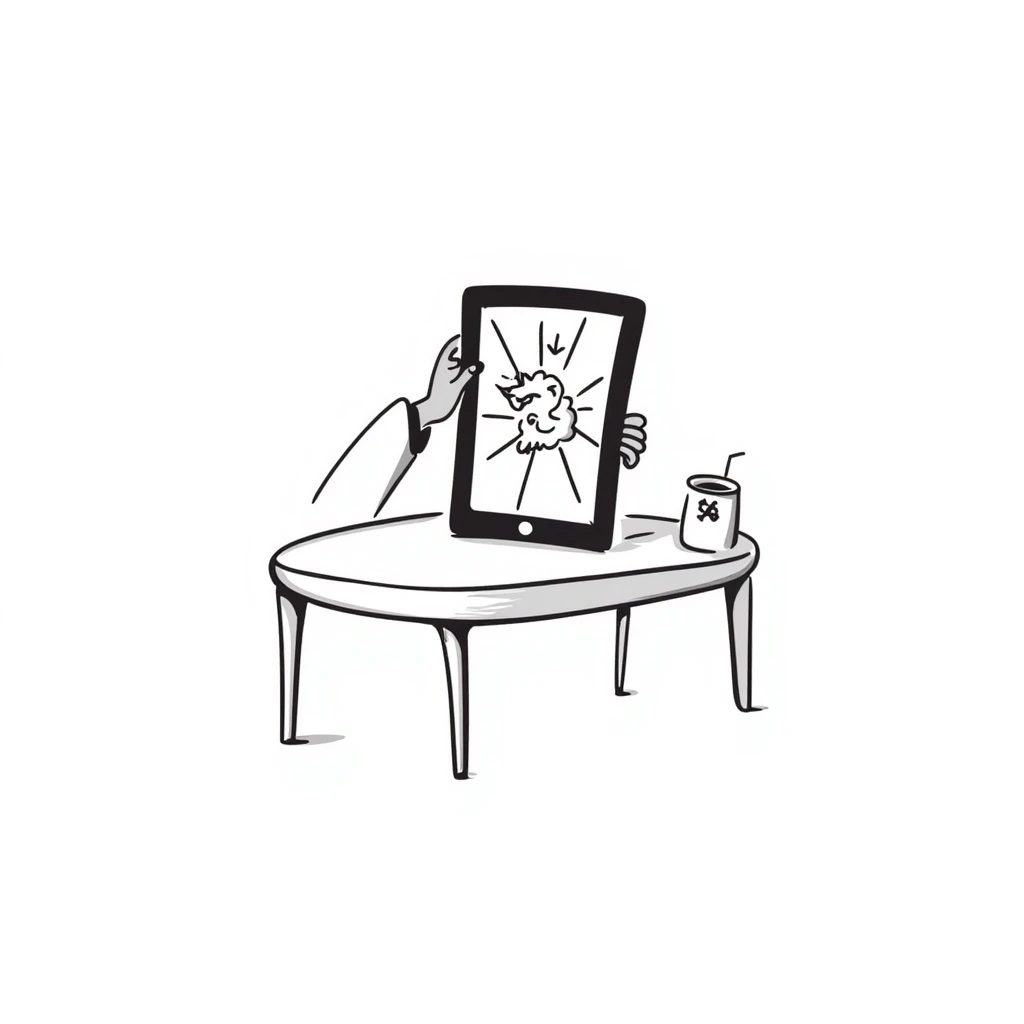 iPad, hand-drawn doodle style, playful lines emoji