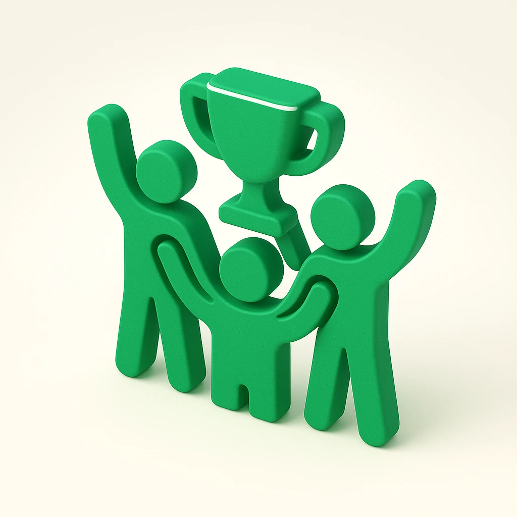 team celebrating with trophy emoji