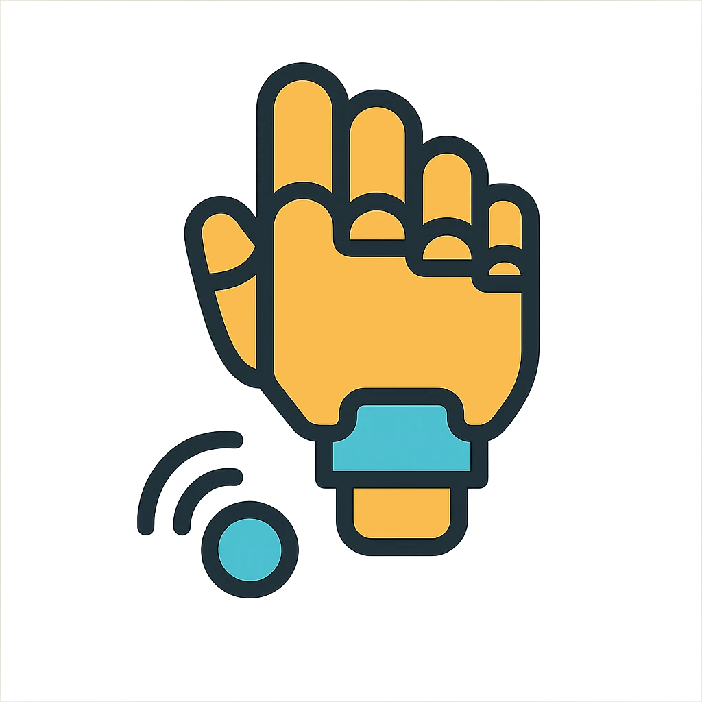 clean abstract logo for 'DeepSense' showing a robotic hand or finger gently tapping or sensing a surface, representing advanced touch technology, simple shapes, restrained color scheme emoji