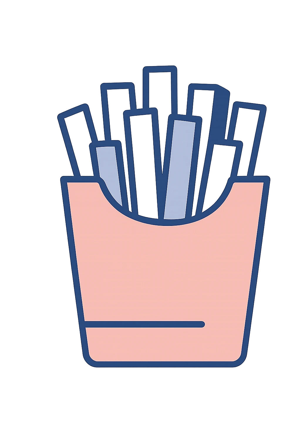 pink box of fries, minimal flat design emoji