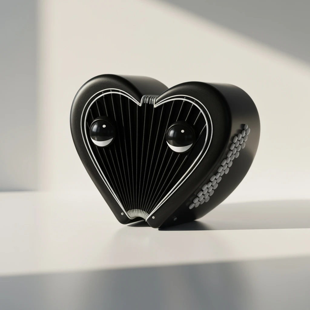 goth heart accordion, cute, expressive, minimal emoji