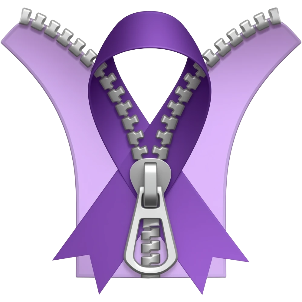 Purple zipper ribbon emoji