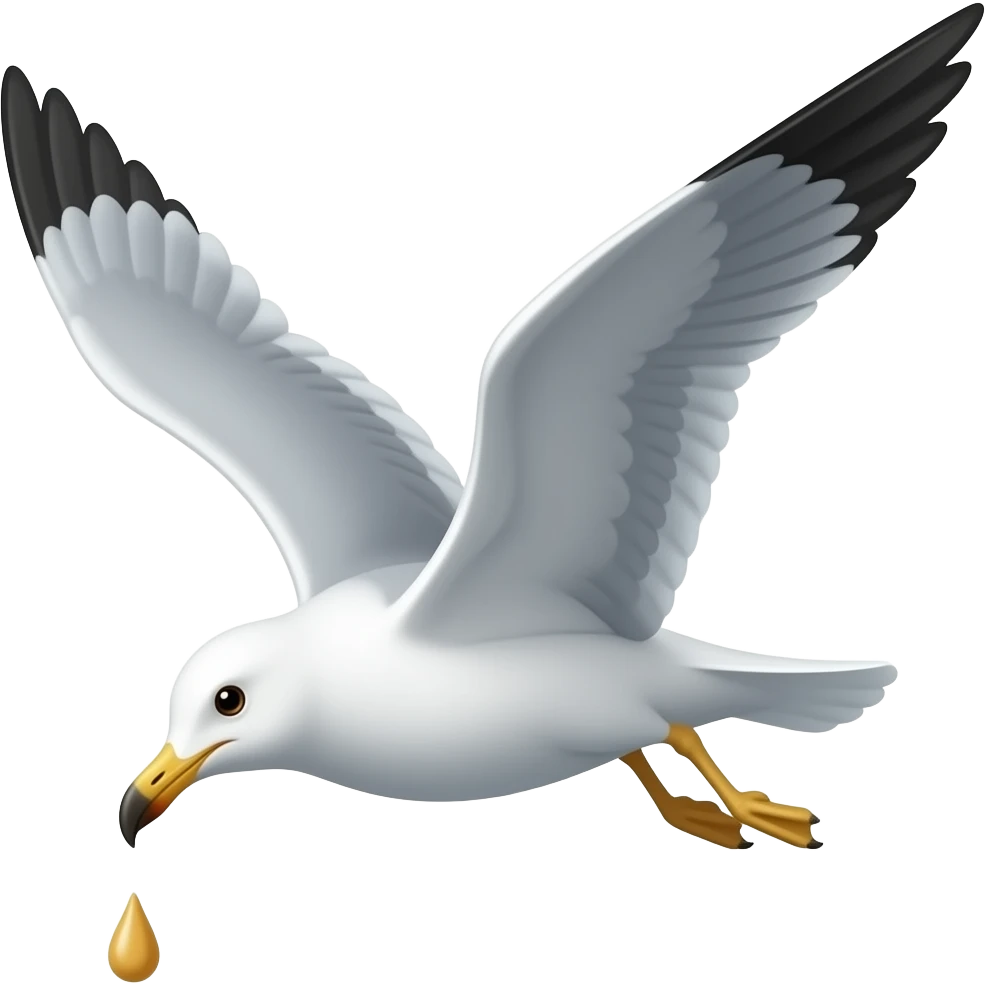 Seagull flying while shitting emoji