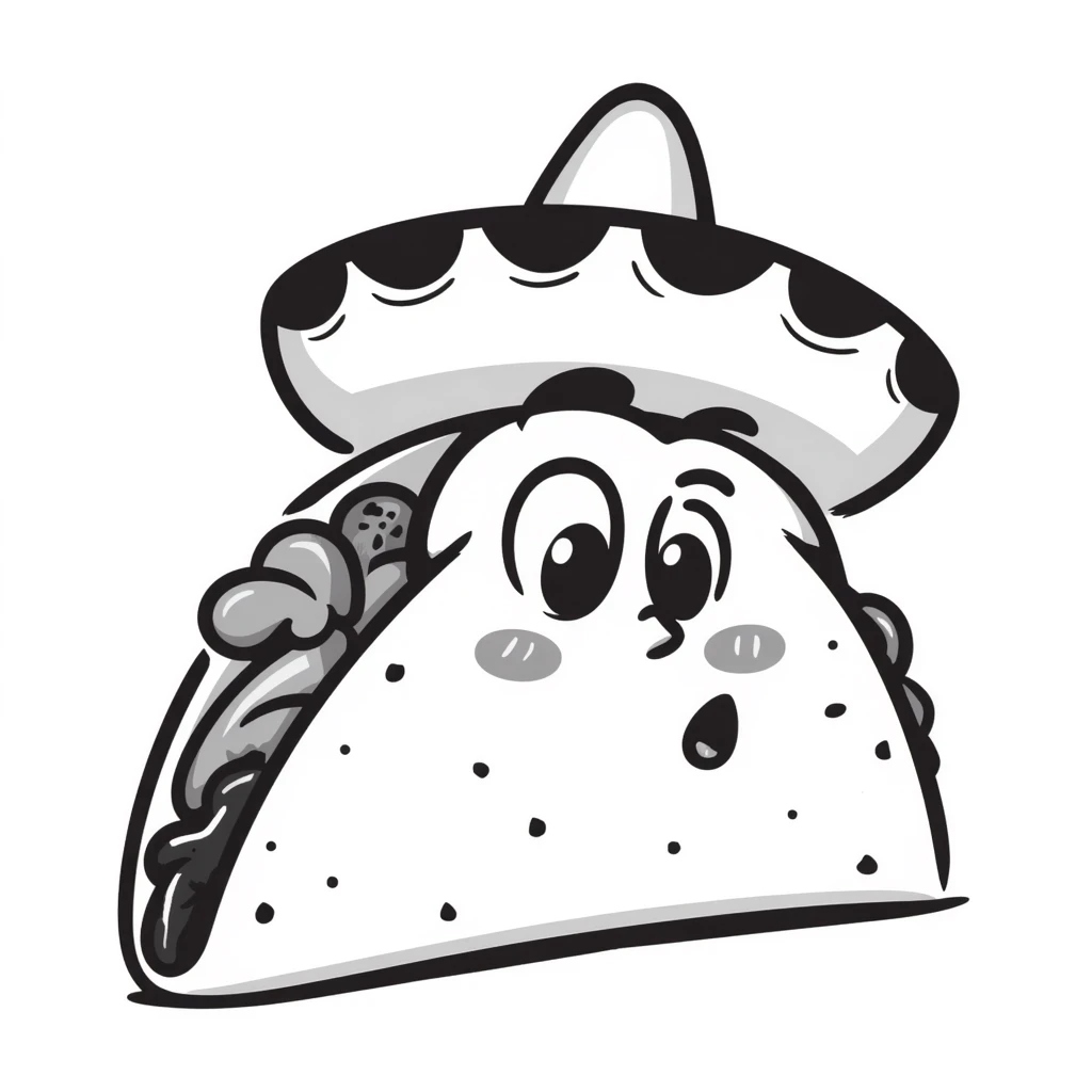 awkward taco, hand drawn doodle style emoji