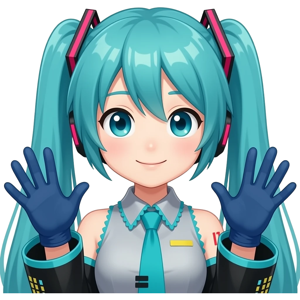 Hatsune Miku with dark blue medical gloves emoji
