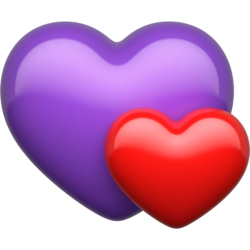 Purple heart over a red heart side by side emoji