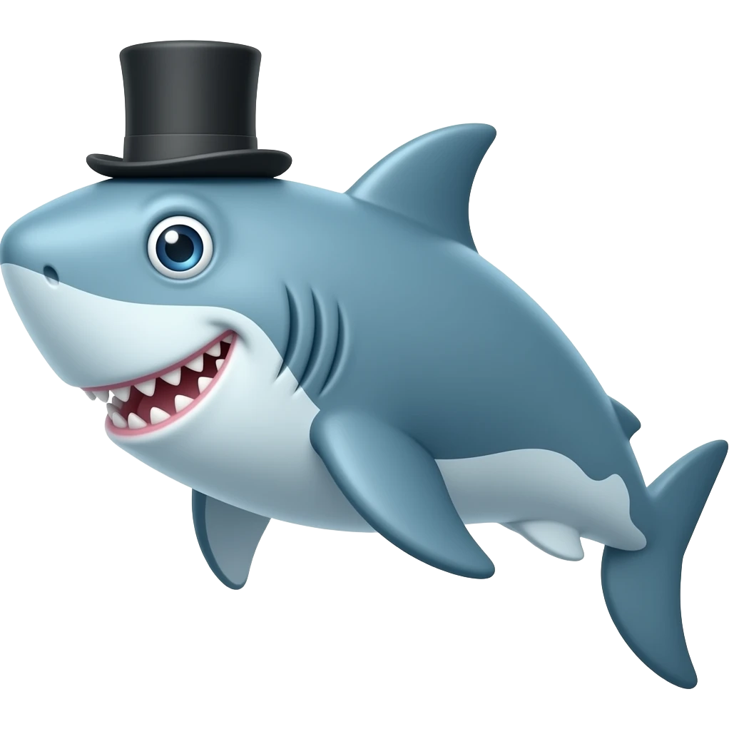 Shark with a top hat emoji