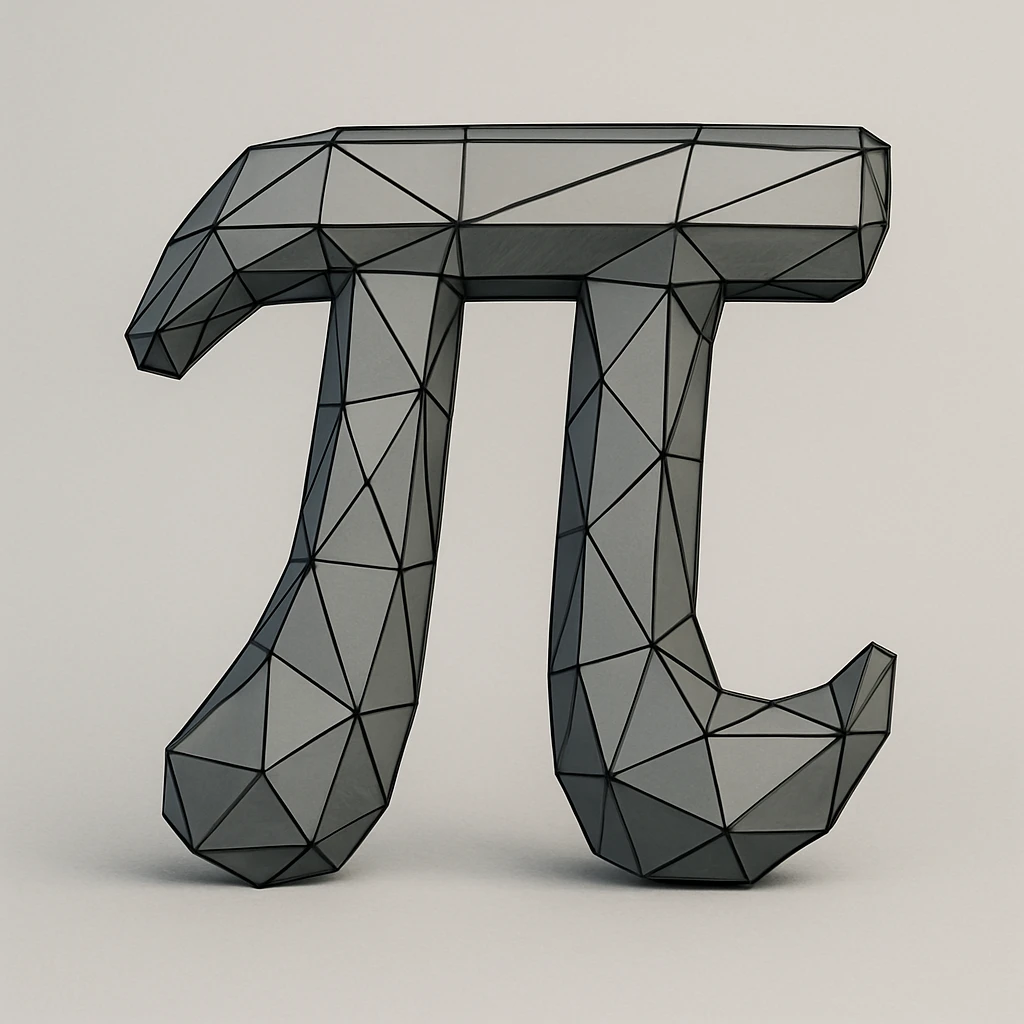 pi symbol (π), low poly wireframe style, outlined and geometric emoji
