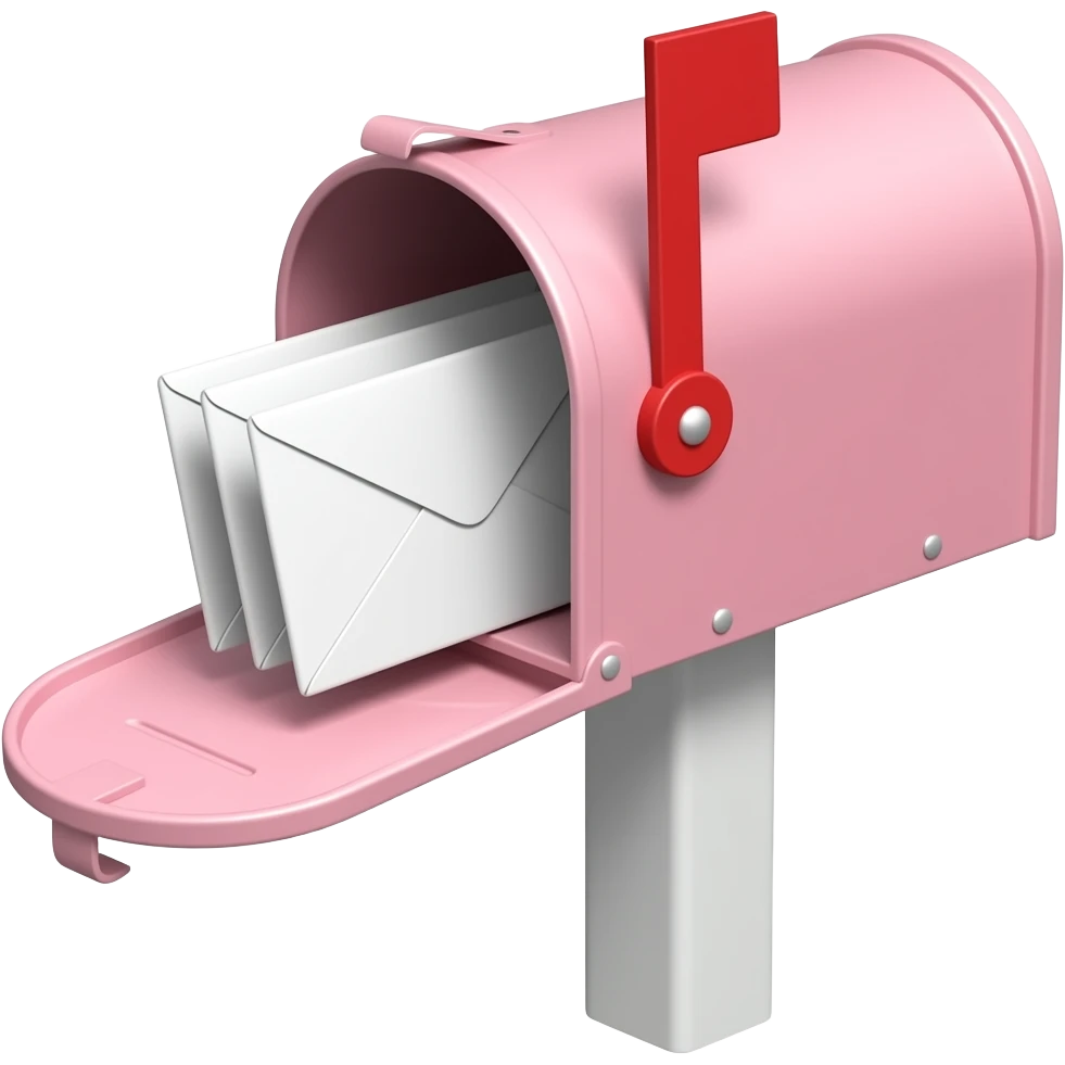 light pale pink mailbox with envelopes and not open NO pillar emoji