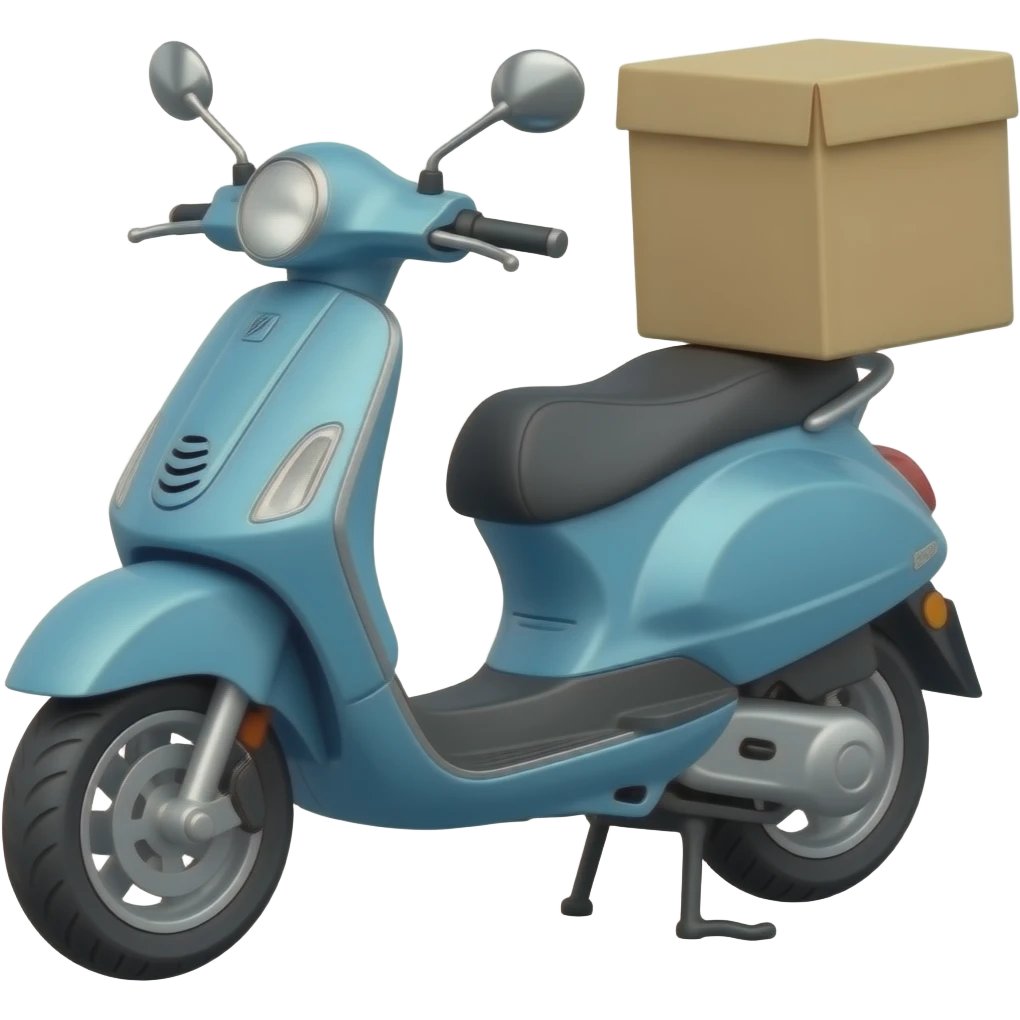 A delivery motorbike with a box beside it. emoji