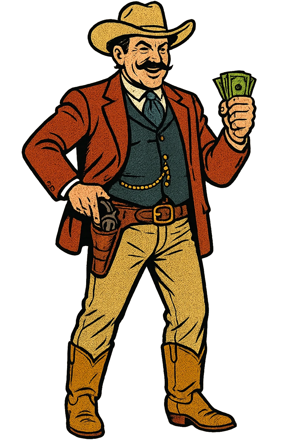 The full body of a wealthy cattle baron cowboy from the American West in the 1860s.  emoji