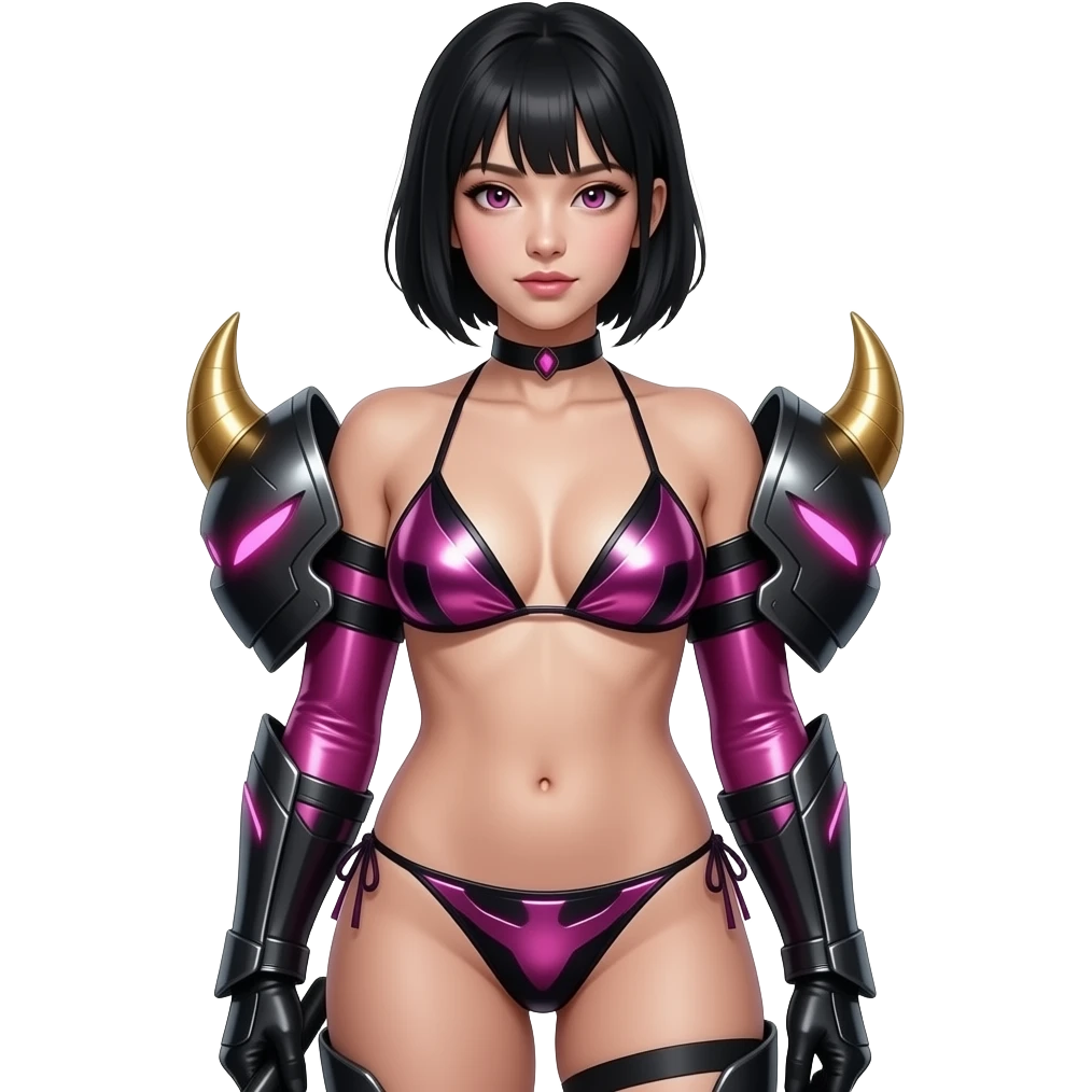 Realistic guard gyaru black lights metallic pink black bikini emoji