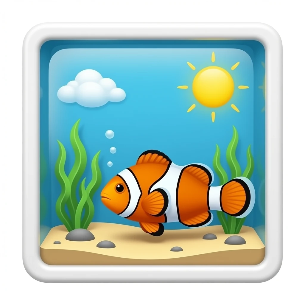 aquarium carré  poissons clown emoji