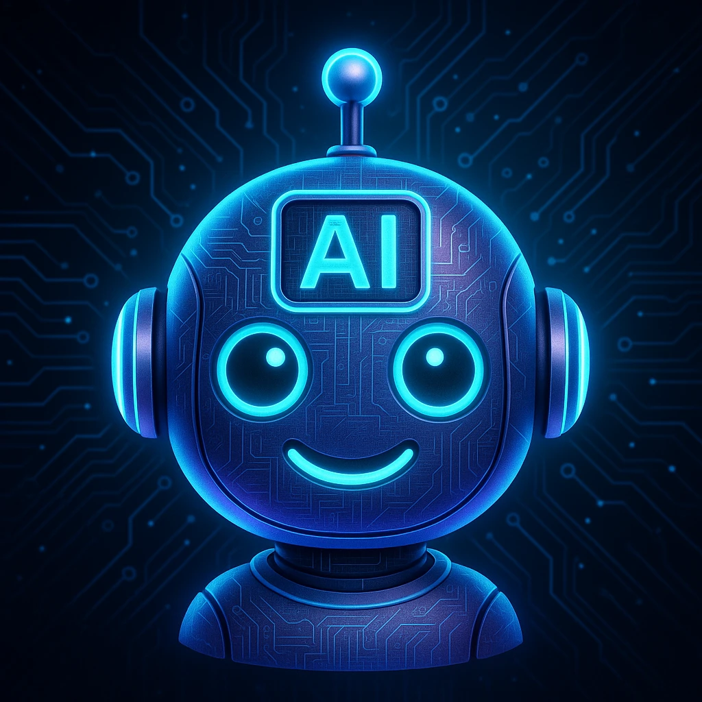 AI service emoji, futuristic style, glowing elements emoji