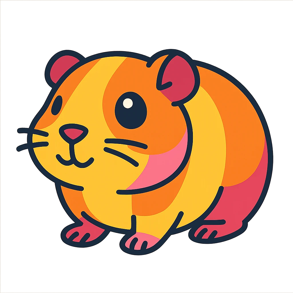 una cobaya tierna, ilustración colorida emoji
