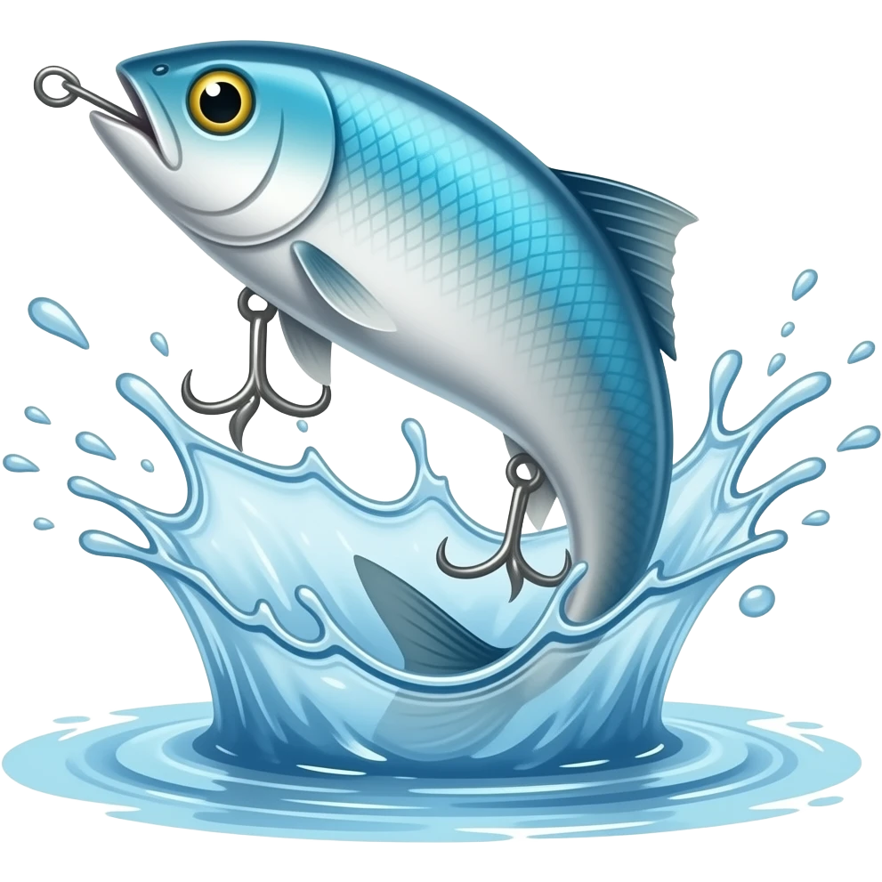 a huge fishing lure thats blue and white hitting the water making a big splash emoji