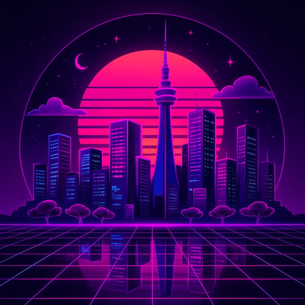 Create a retro 80's tron feel to this image  emoji
