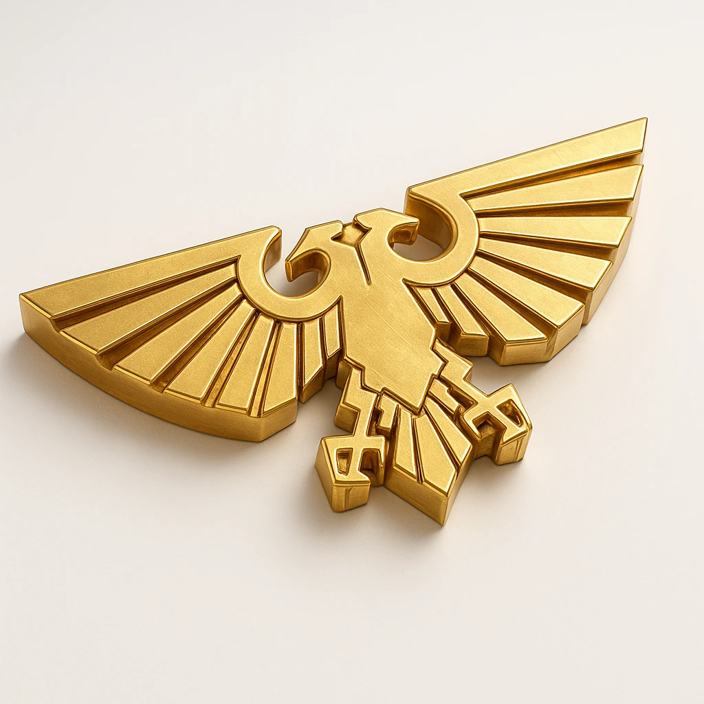 Warhammer 40k Aquila symbol, detailed, metallic, symmetrical, iconic, no text emoji