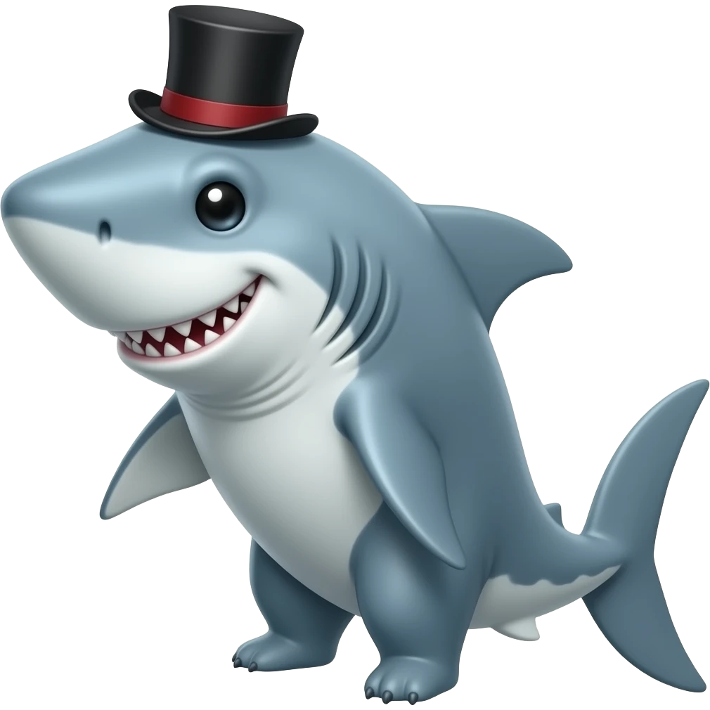 Shark with a top hat emoji