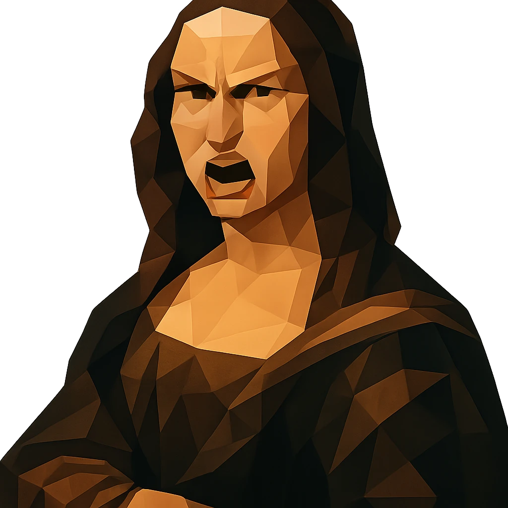 Mona Lisa showing anger emoji