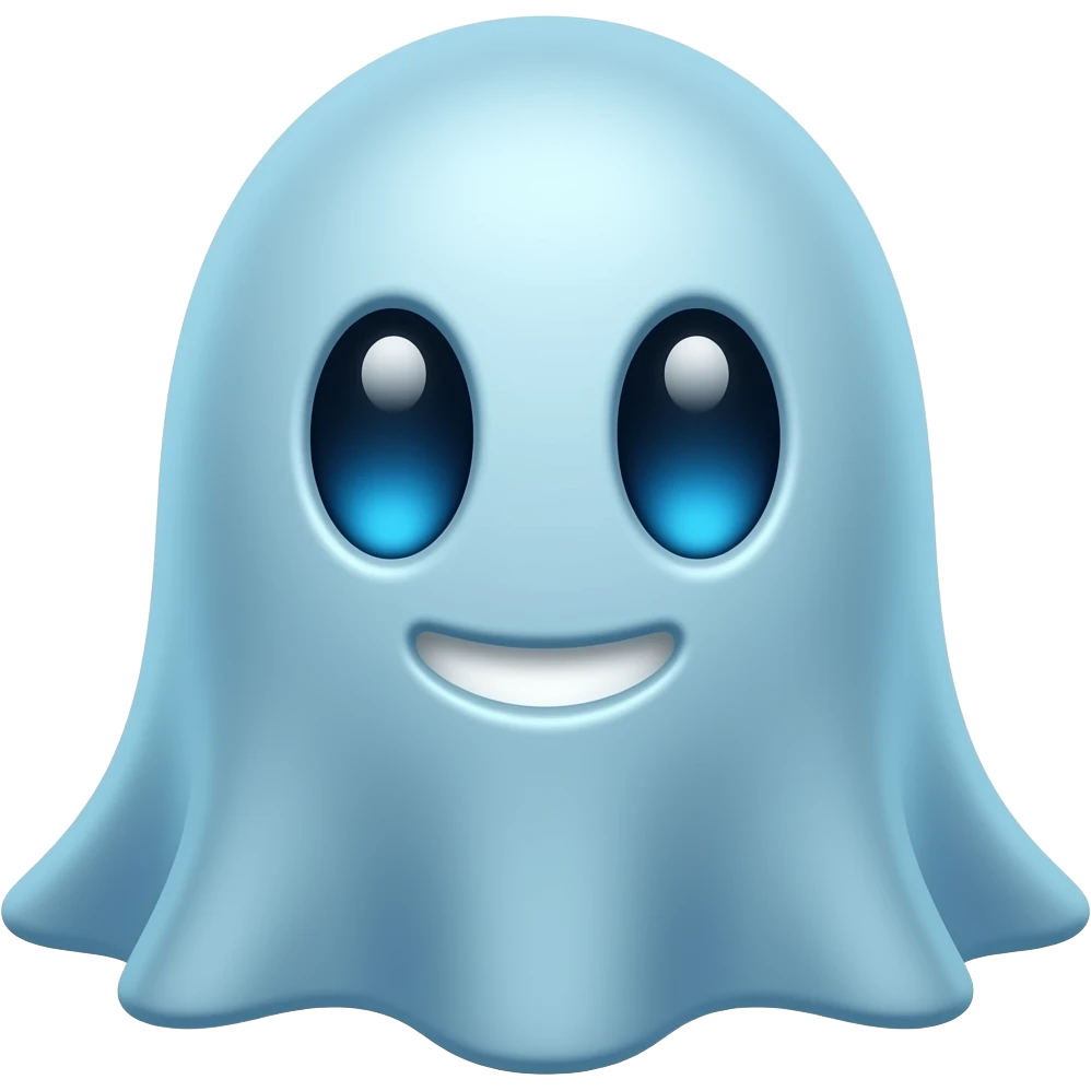 Blue Pacman vulnerable ghost character with big eyes and neon white mouth emoji