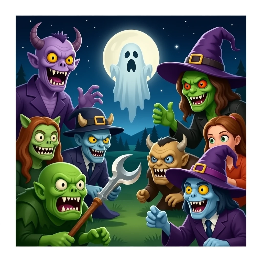 Esta es un competencia de monstruos y fantasmas.  Cual es mas miedoso, horrendo y escabroso.  Brujas! emoji