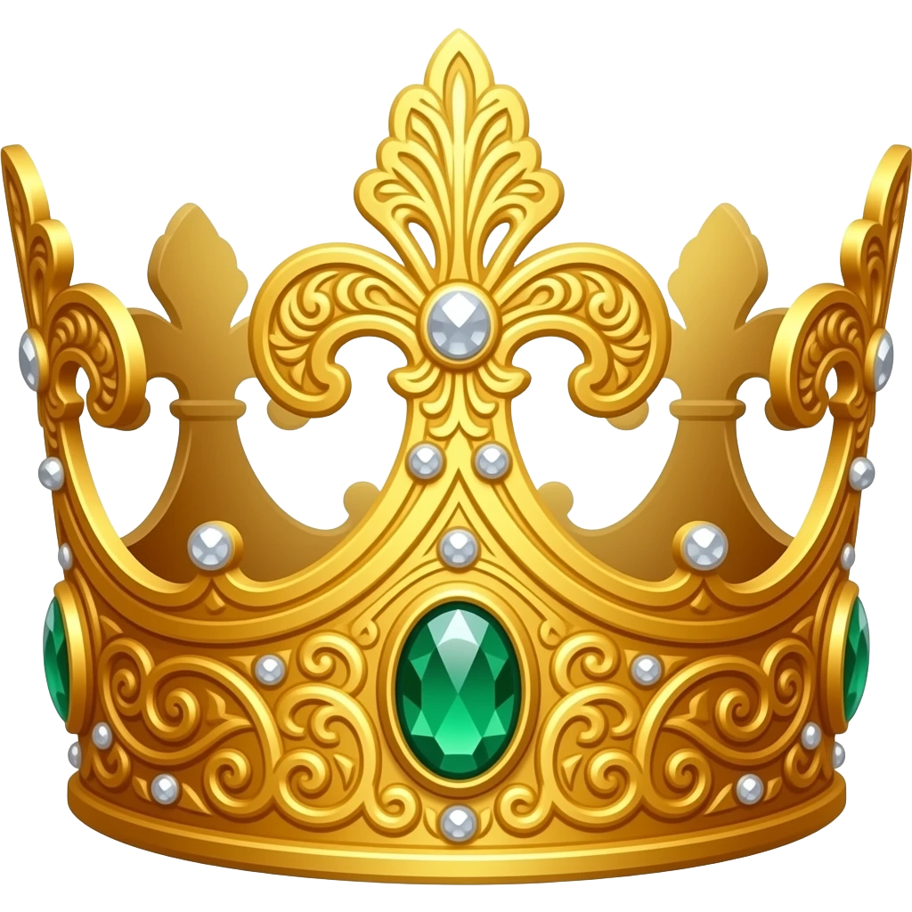 Gold crown with a large emerald in front emoji
