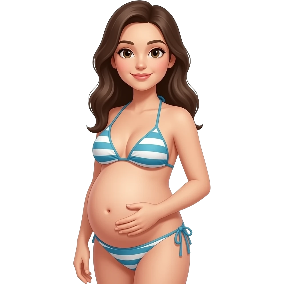 Faz uma mulher de biquiní gravida sem a mão na barriga emoji