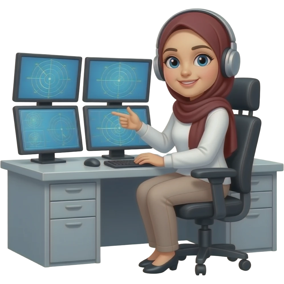 Wearing hijab please for the girl work in air traffic control make in front emoji