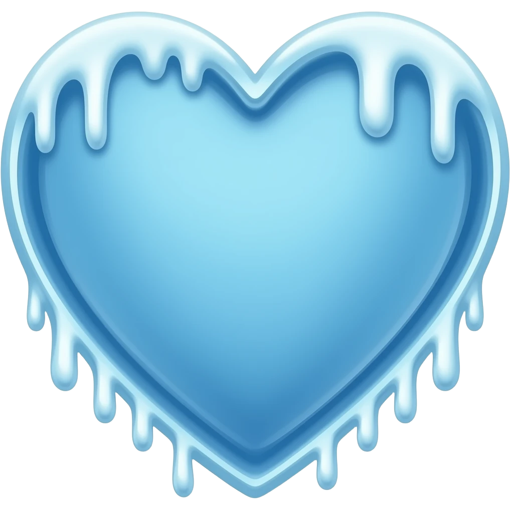 Blue freezing heart that has icicles emoji