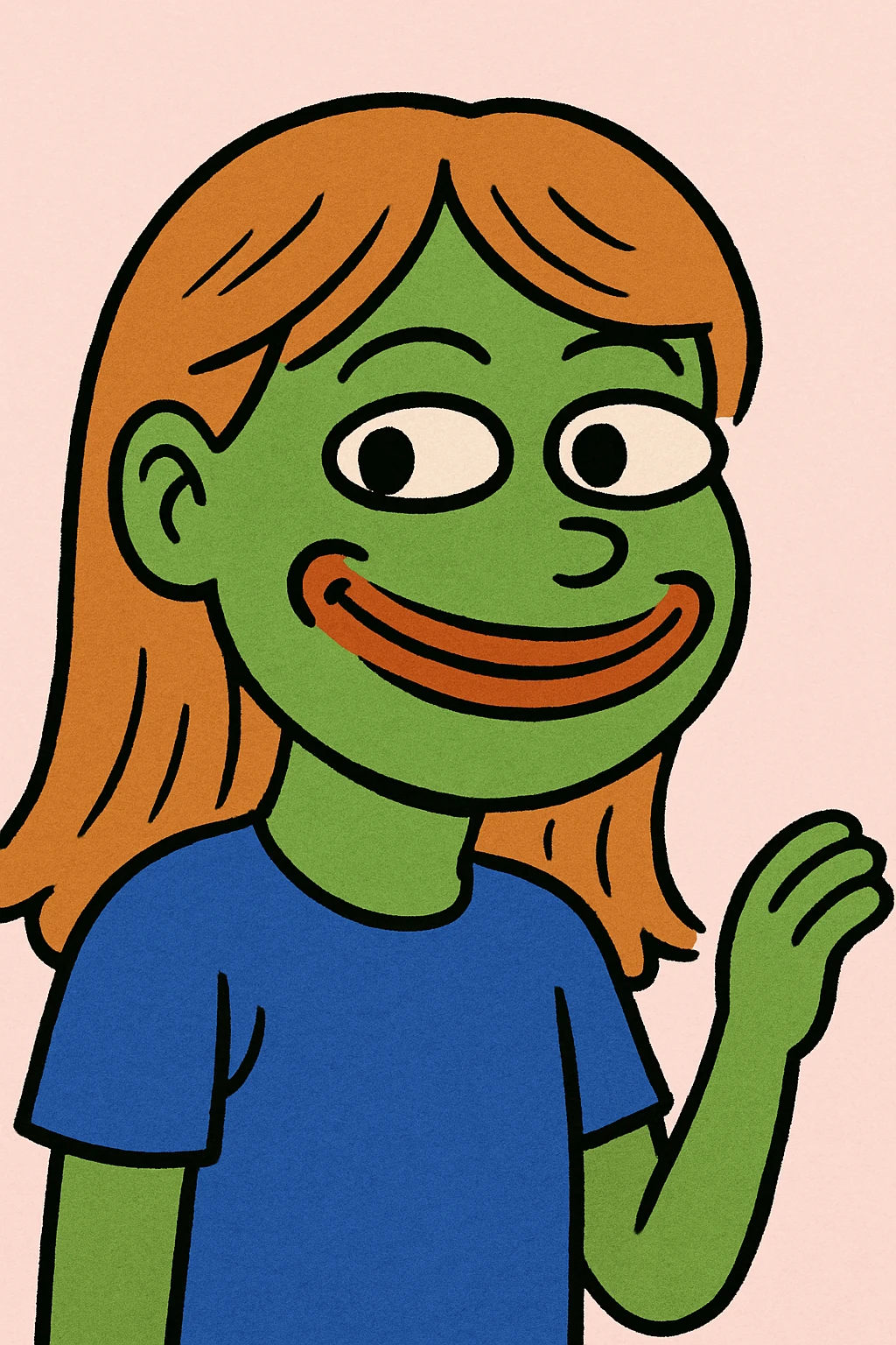 smiling girl meme parody with mischievous smile, background inspired by trollface meme emoji