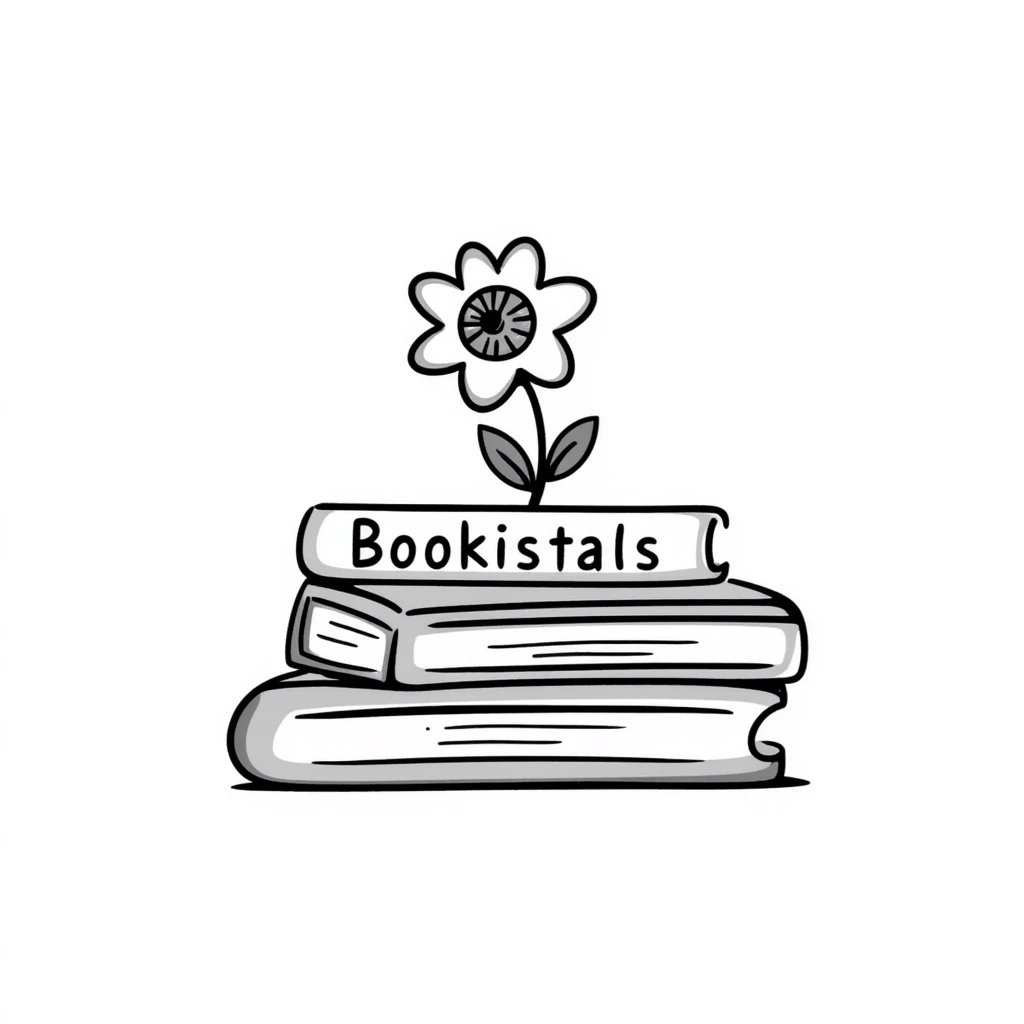 стопка из трех книг и цветок emoji