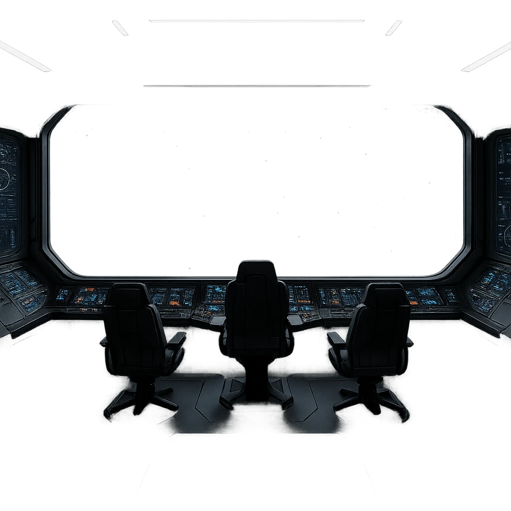 a sophisticated starcruiser command deck viewing port, the viewscreen is alpha-transparent emoji