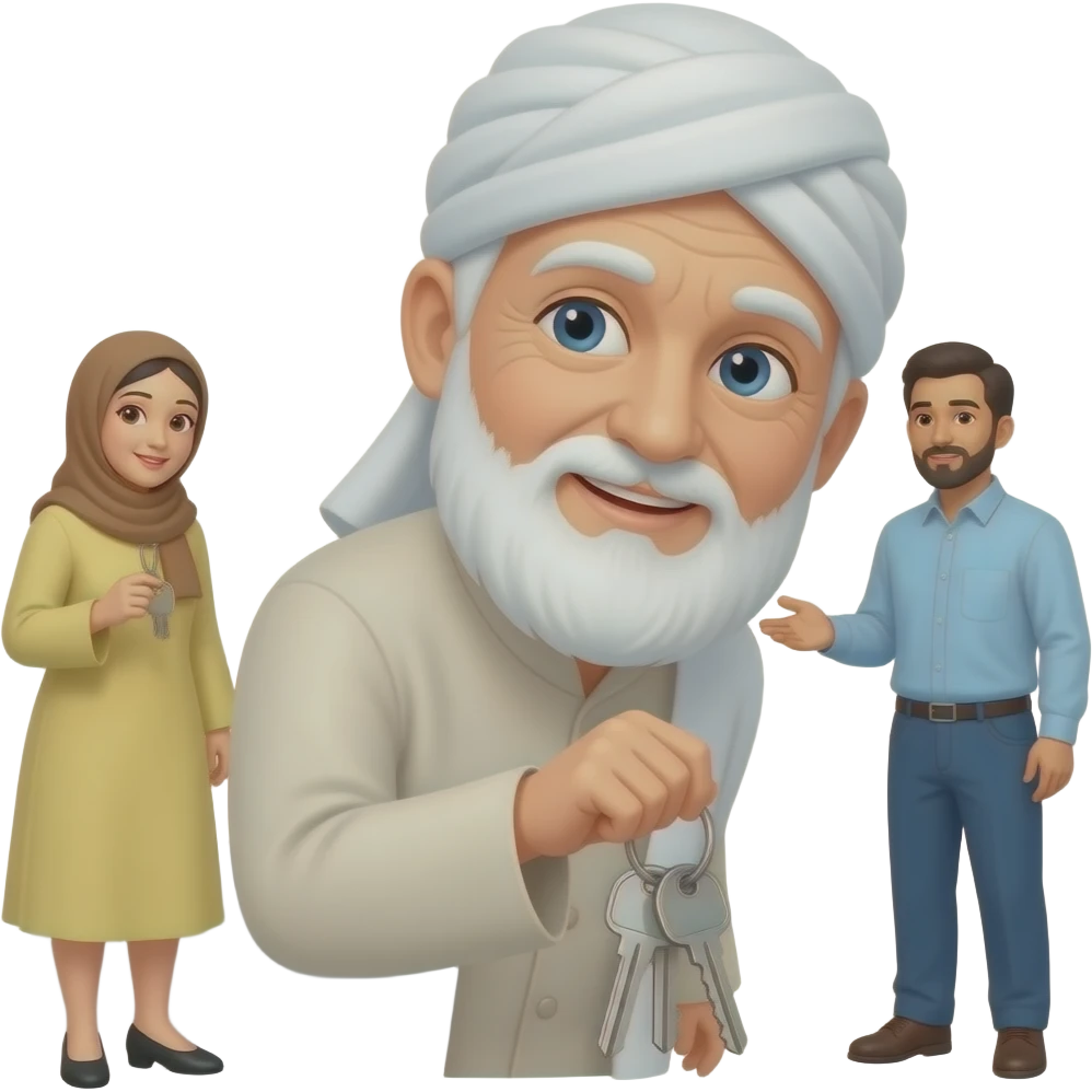 у пожилгого мужчины мусульманина забирают ключи другие люди emoji