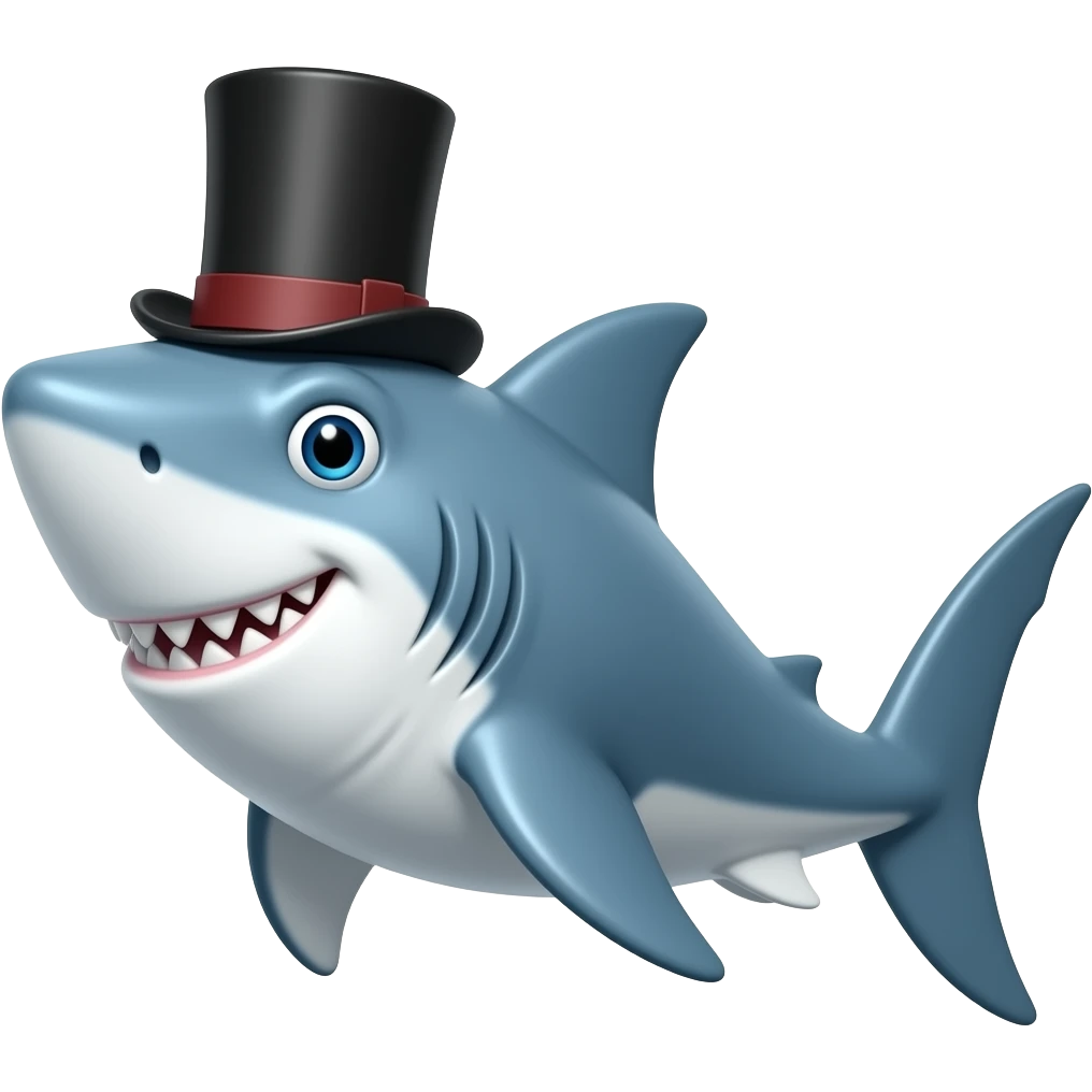 Shark with a top hat emoji
