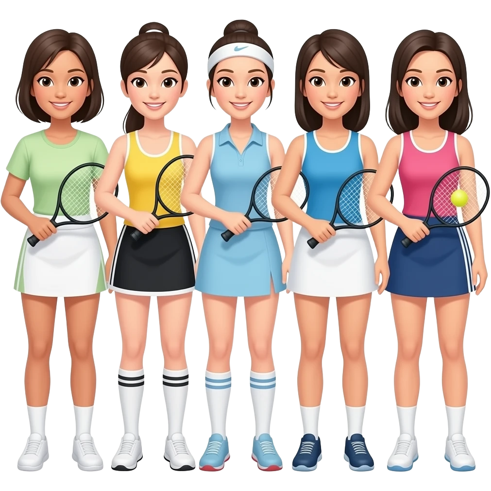 Pickleball asian ladies like this but holding pickleball paddle and all asian, not tennis raquet, one paddle each emoji