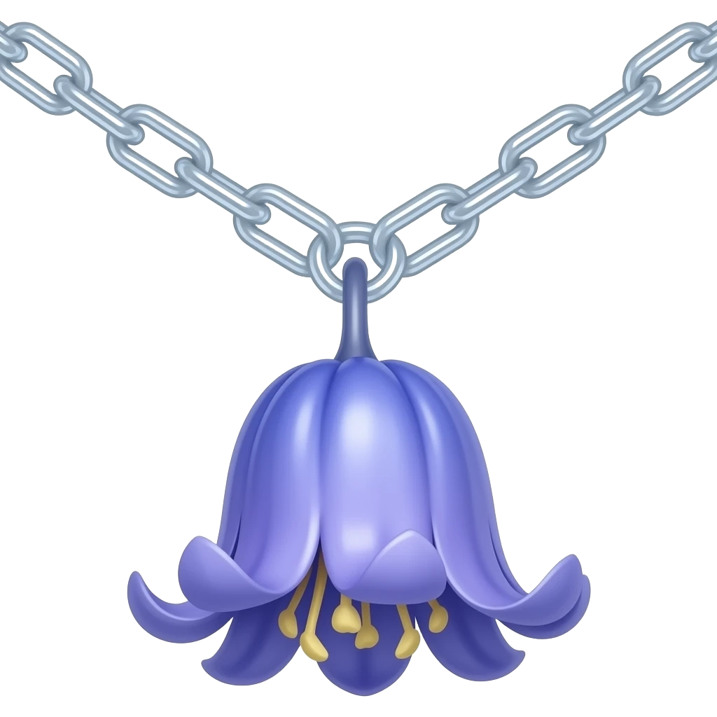 Realistic Hanging shiny clear-colored chained Bluebell wall decoration emoji