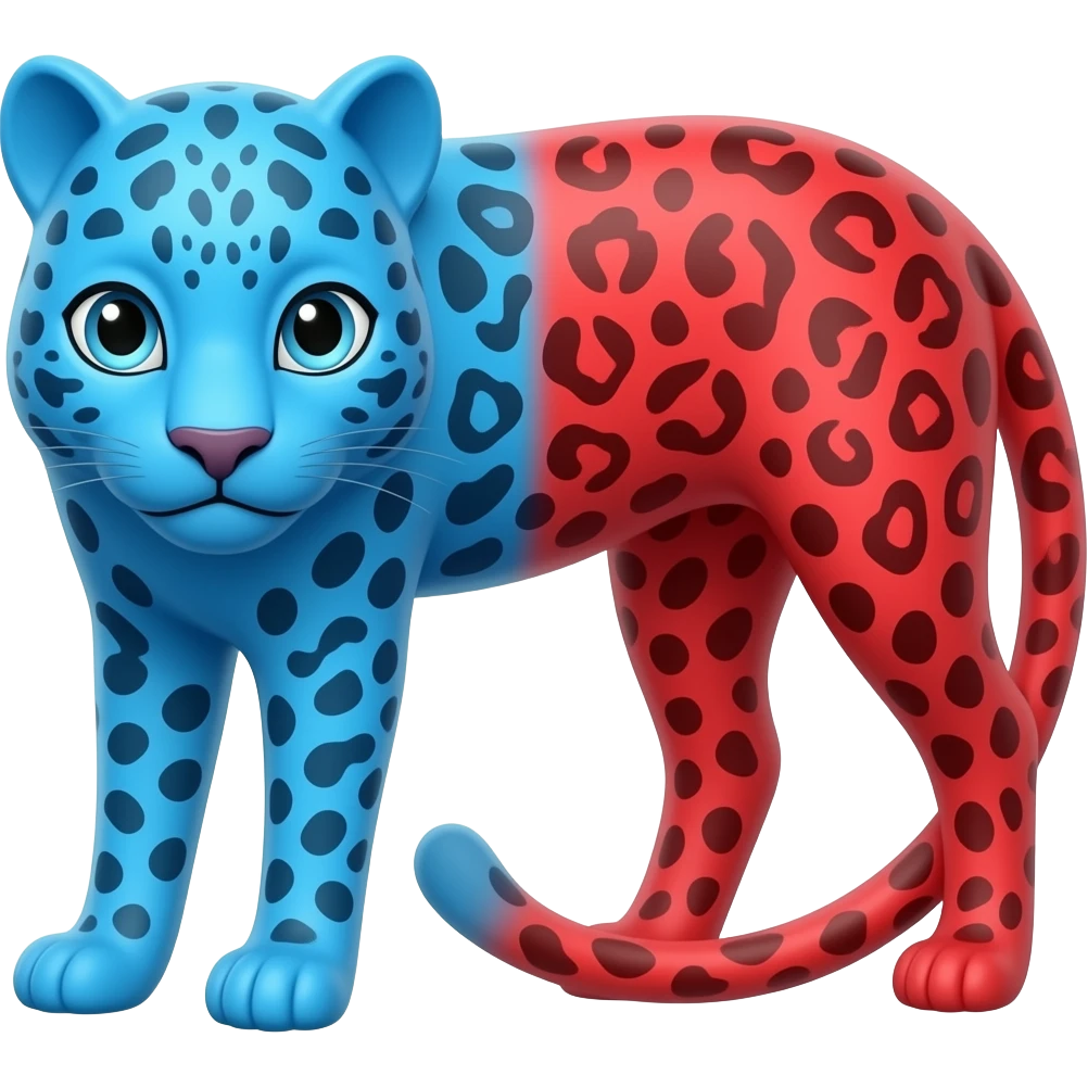 Blue half red leopard tail emoji