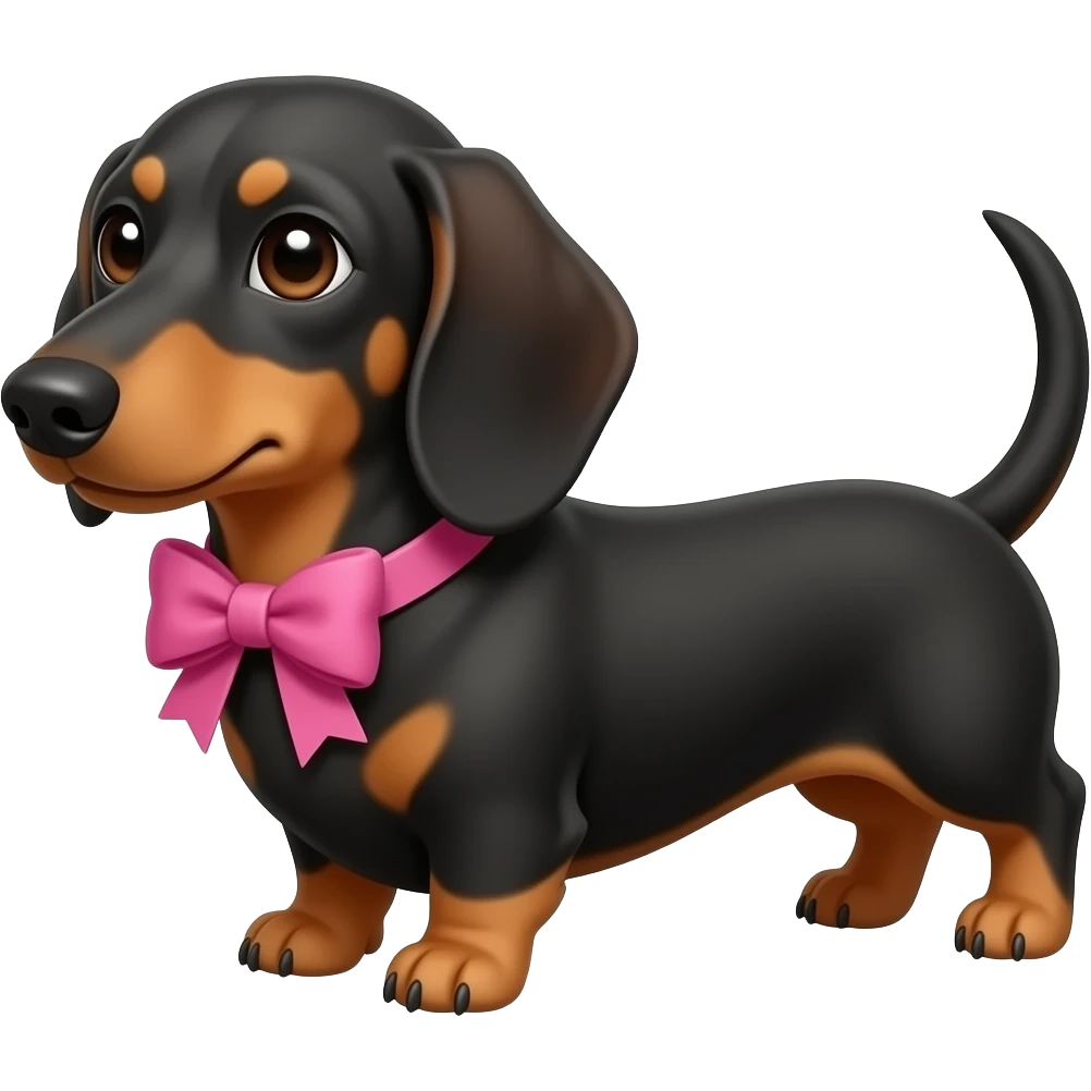 a daschund with a pink bow emoji