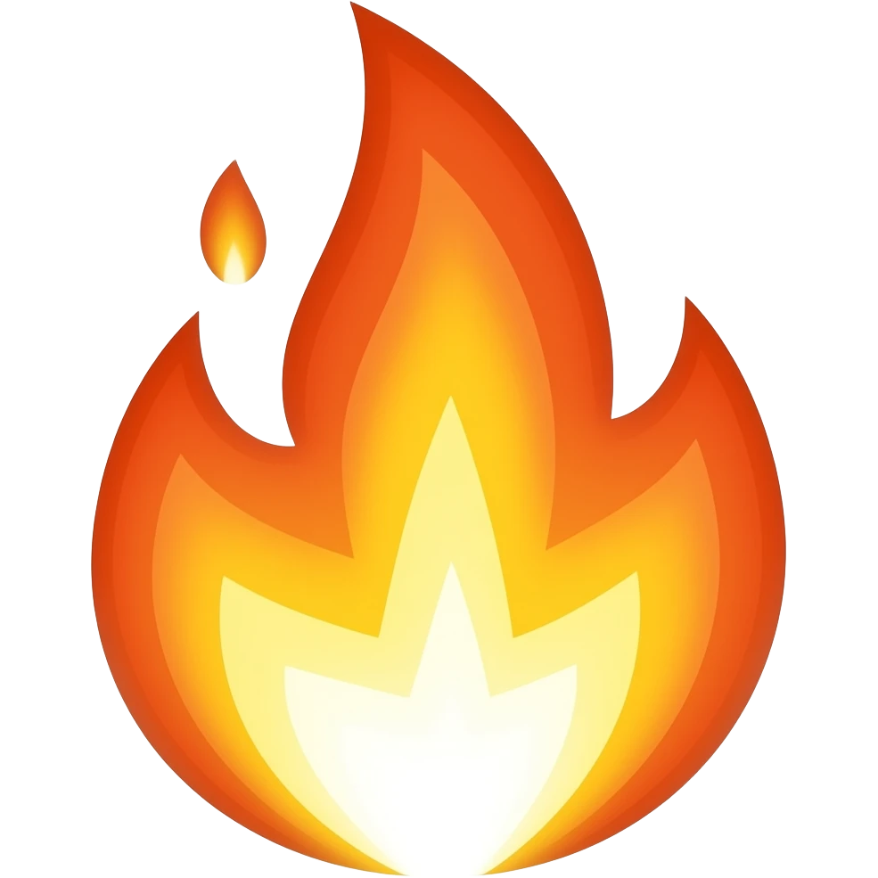 White Kuwaii fire emoji emoji