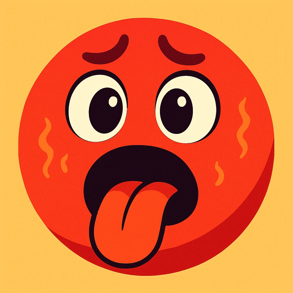 hot red round emoji with open mouth or tongue emoji