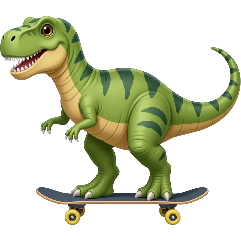 Dinosaur on a skateboard emoji