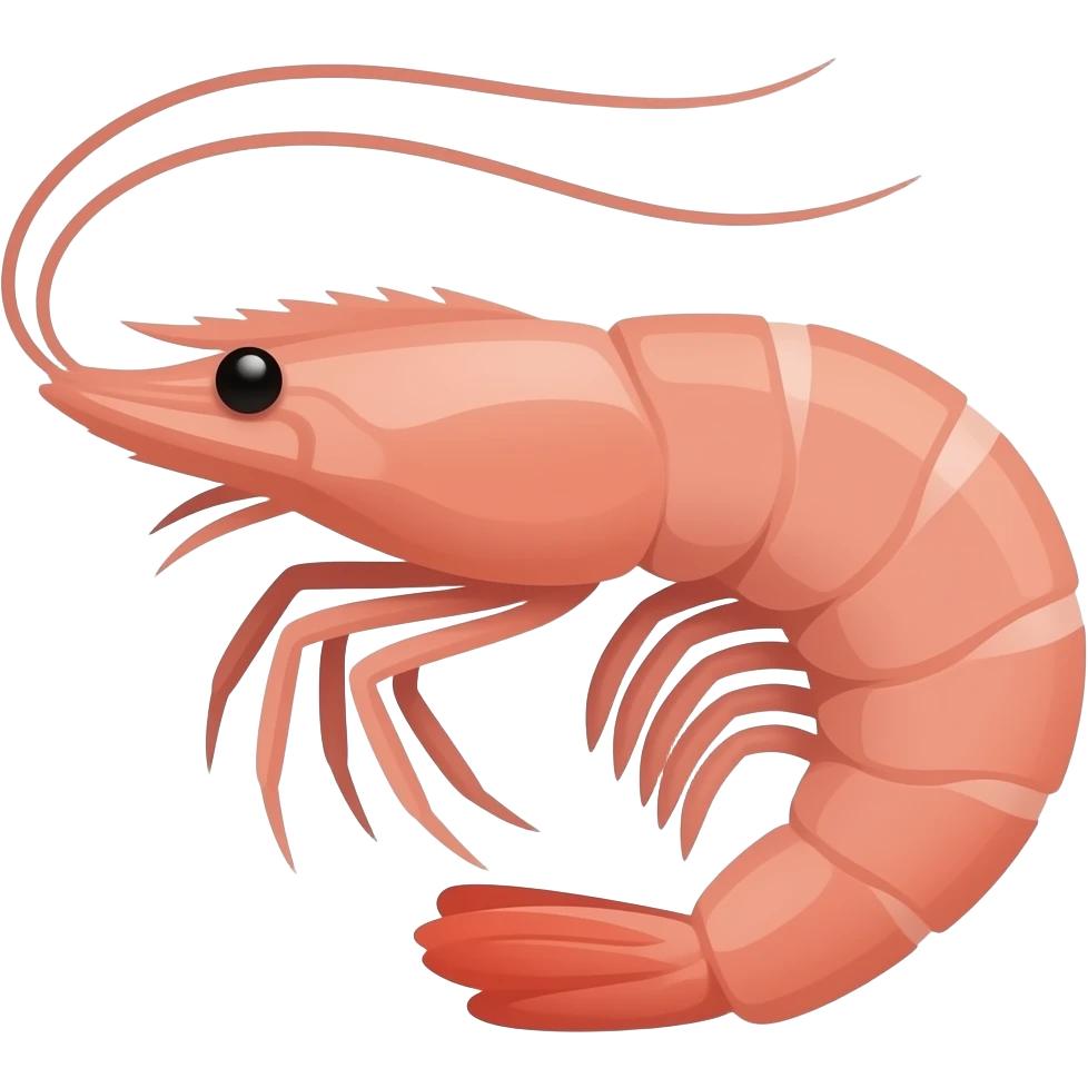 Pink color 2D render iPhone emoji png of a detailed pinky pink pink pink  shrimp emoji