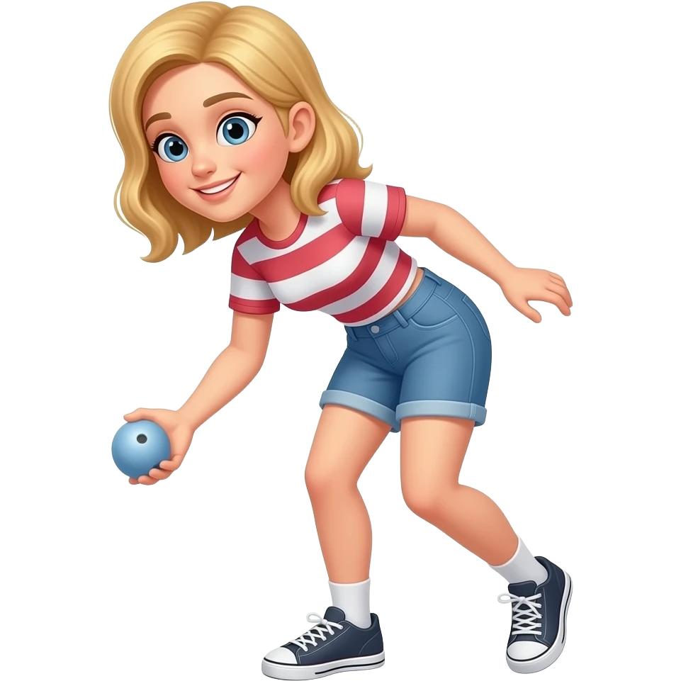 Yong blond lady play pétanque emoji emoji