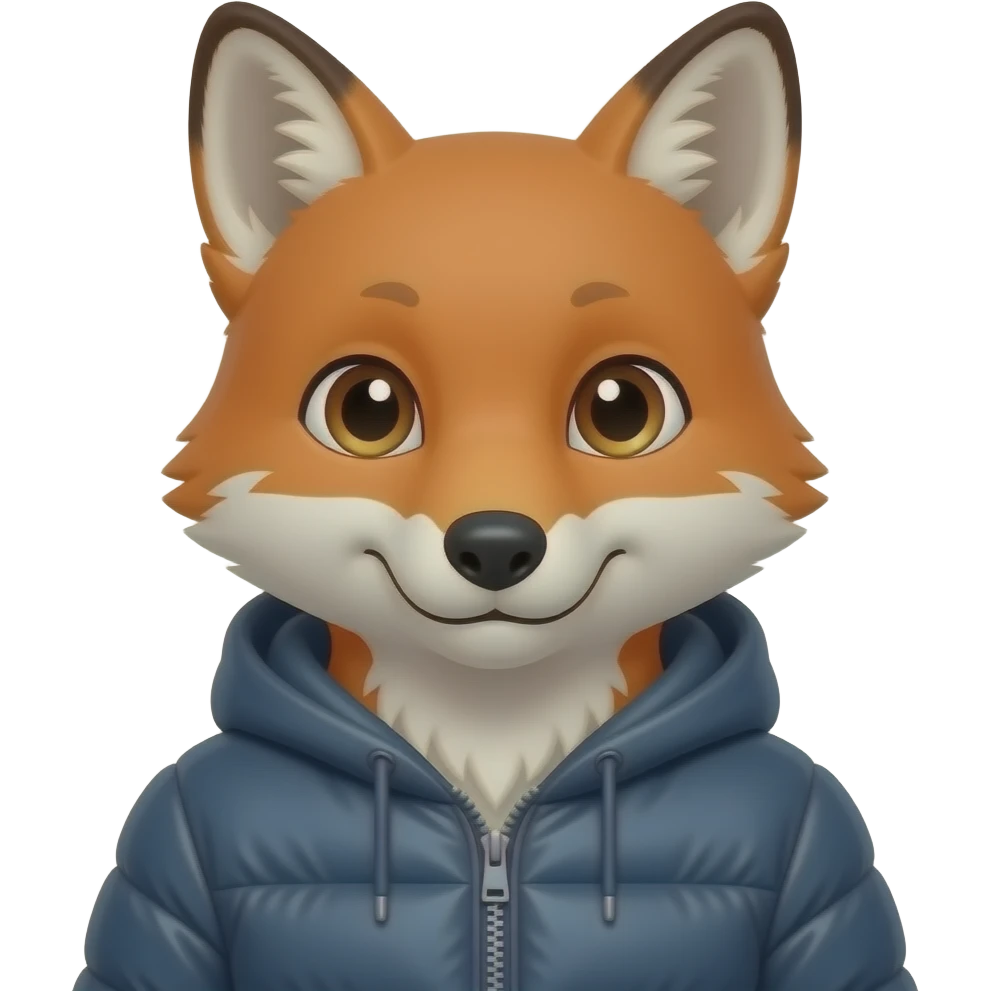 Fox in puffer Jacket, bust size emoji