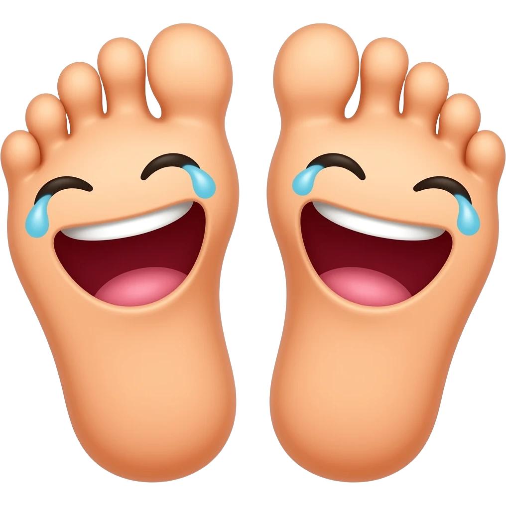 Make a feet laughing tears emoji