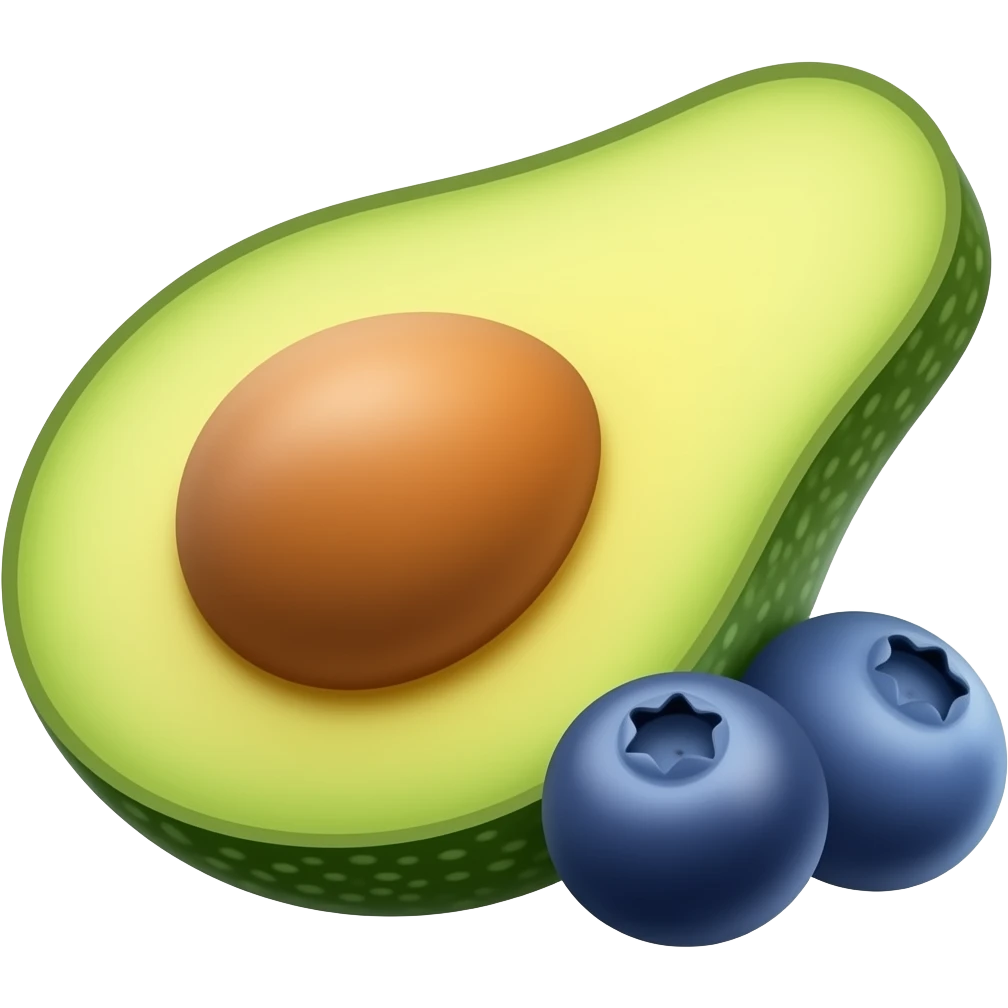 Avocado and orange combined into one with blueberry combined too emoji