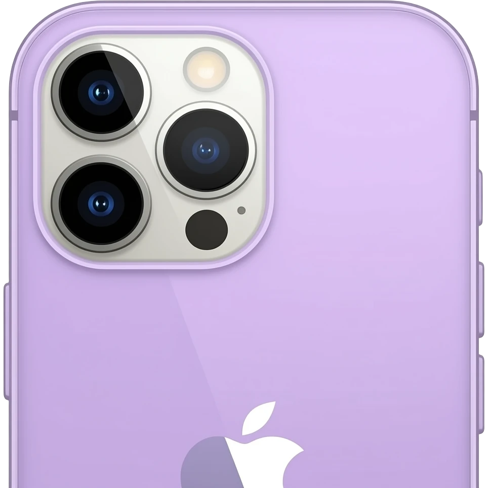 pastel purple iPhone back view with camera details emoji