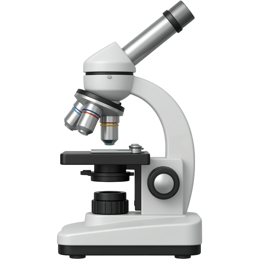 Microscope (side view apple emoji style USE HEX COLORS: #004579 #0060AA #6AACDE #33B7BC #FFFFFF #B3B3B3 emoji