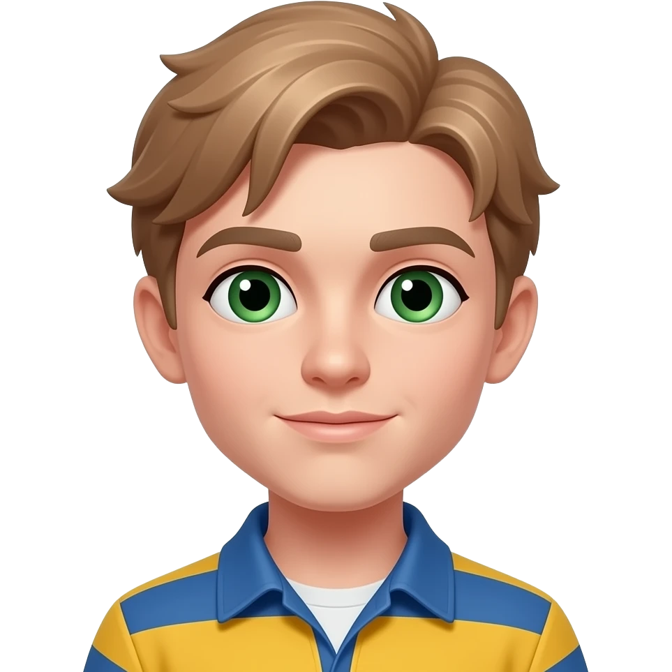 quiero una persona de estatura baja que tenga el pelo marron  muy claro y con los ojos verdes que sea delgada y vista con colores emoji